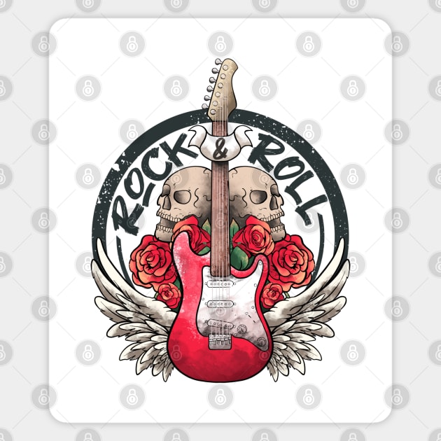 Lets Rock Rock&Roll Skeleton Hand Vintage Retro Rock Concert Magnet by MerchBeastStudio